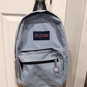 Jansport Pale Blue Lightweight Backpack with Keyring Detail 
90’s + Y2K
